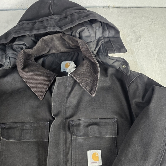 Vintage Carhartt Chore Jacket CO3 BLK Snap Hood USA Men’s Size 54 Tall - Picture 5 of 12